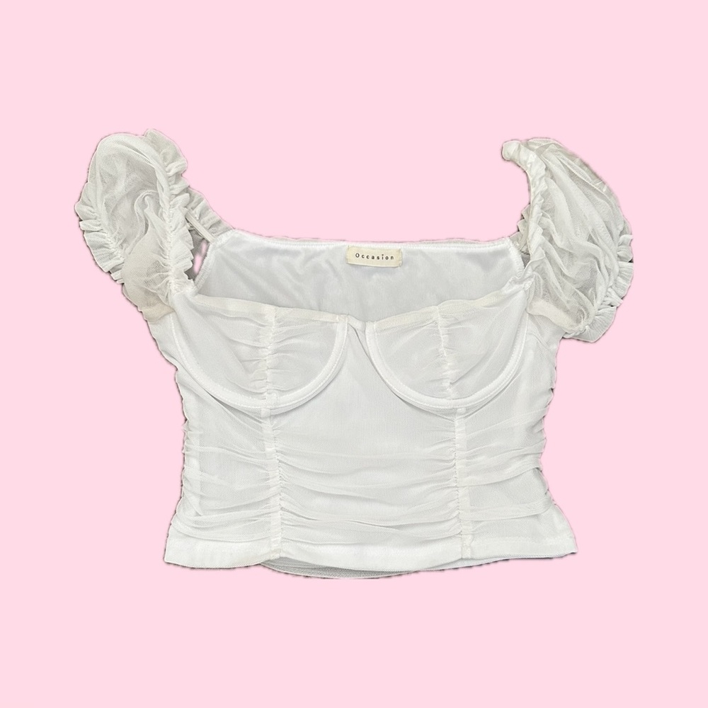 y2k white baby doll crop